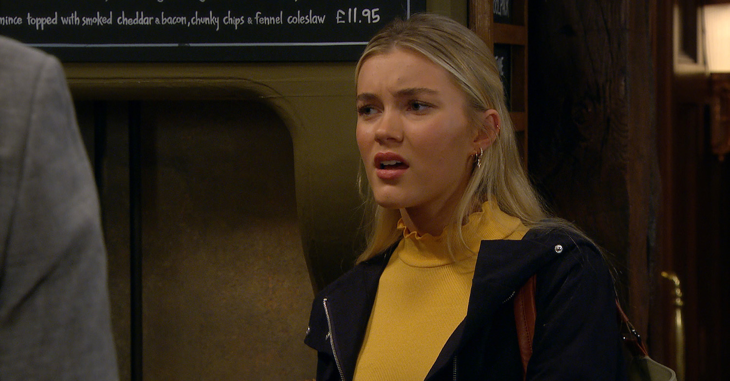 Leanna is not happy about Leyla and Liam in Emmerdale (Credit: ITV)