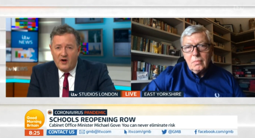 Alan Johnson continued the group interview on Good Morning Britain alone (Credit: ITV)