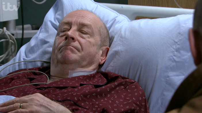 Geoff will be released from hospital as Yasmeen stays in prison in next week's Coronation Street (Credit: ITV)