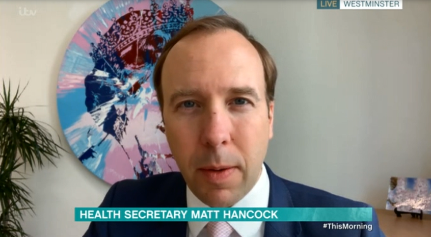 Mr Hancock said his wife has been cutting his hair (Credit: ITV)