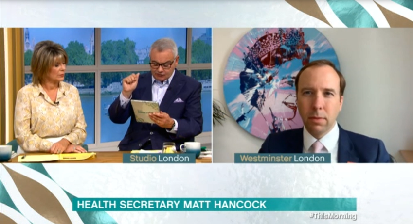 Ruth and Eamonn interview Matt Hancock on This Morning (Credit: ITV)