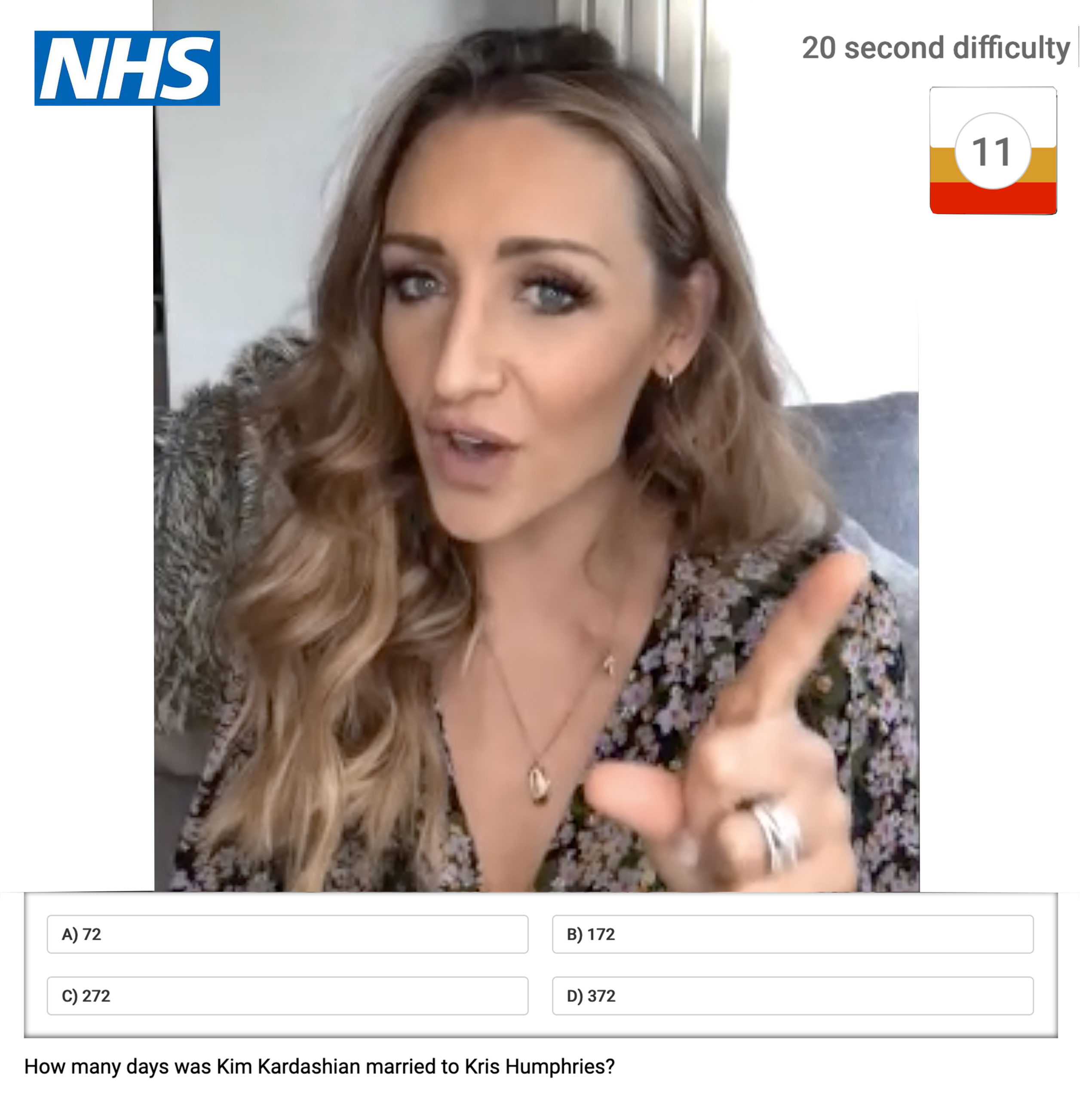 Catherine Tyldesley took part in an NHS quiz (Credit: 