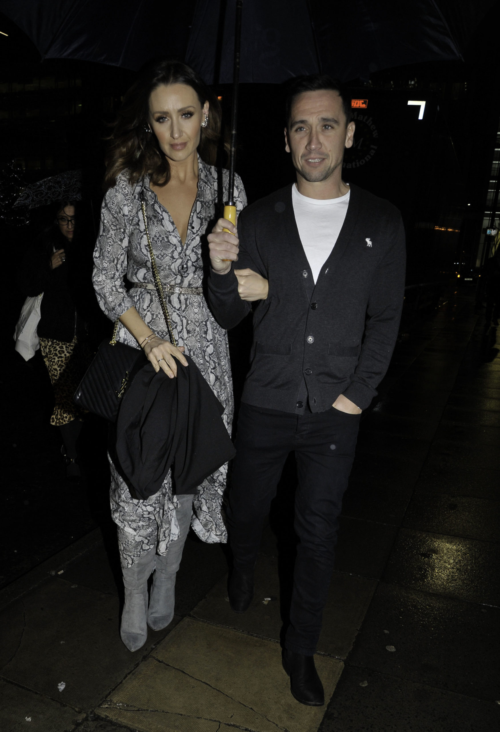 Catherine Tyldesley and husband Tom Pitfield on a night out