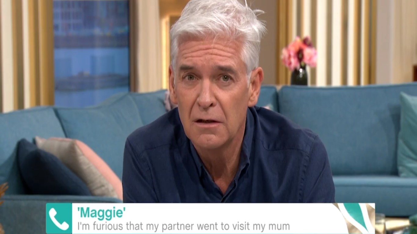 Phillip Schofield made a face as soon as the caller told he and Holly what had happened (Credit: ITV)