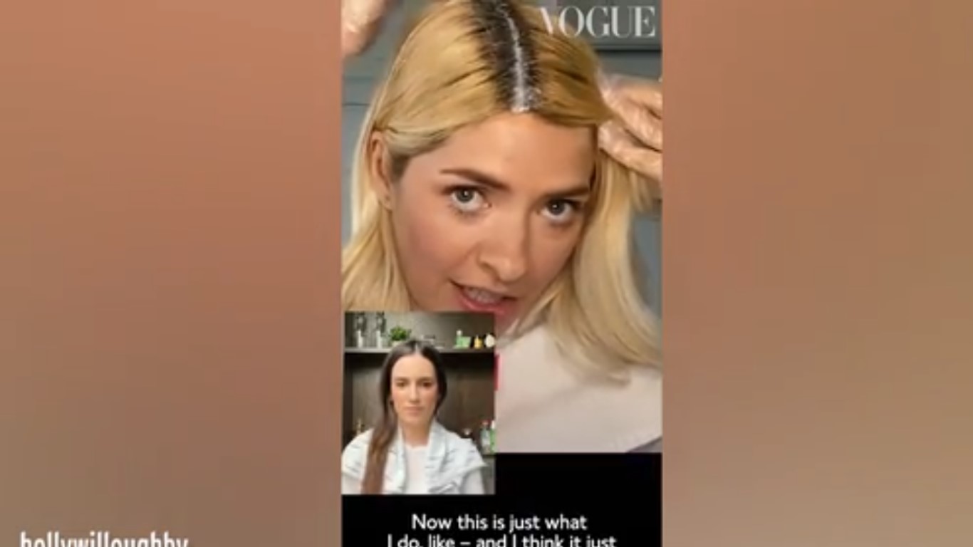 Holly shared her dark roots with fans (Credit: British Vogue)