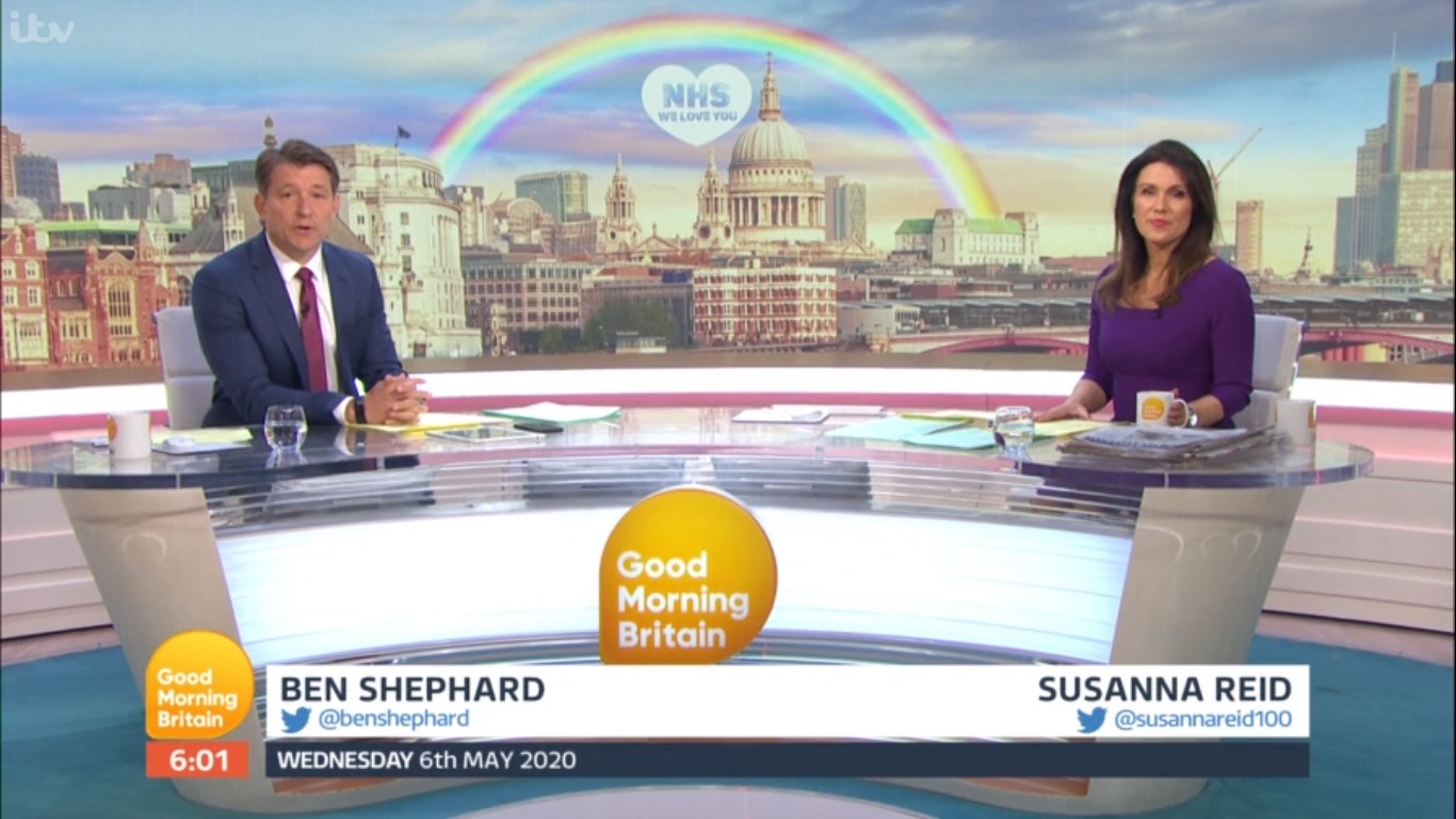 Ben Shephard has replaced Piers on Good Morning Britain this week (Credit: ITV)