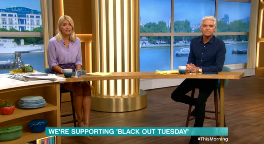 Holly and Phil are observing Black Out Tuesday on This Morning (Credit: ITV)