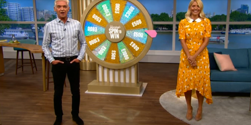 Phil and Holly - and spin to win were back on This Morning (Credit: ITV)
