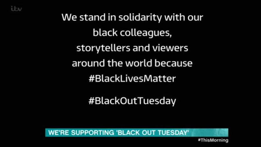 This Morning is supporting Black Out Tuesday (Credit: ITV)