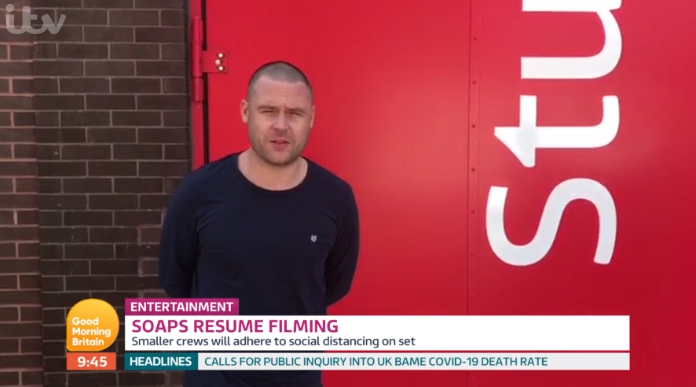 Danny Miller's shaved head has caused a headache! (Credit: ITV)