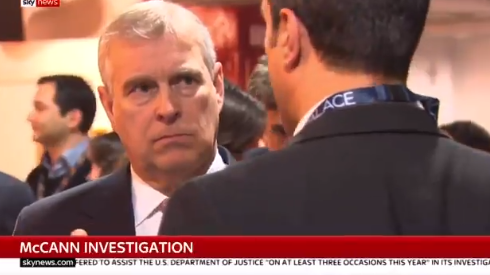 A video of Prince Andrew was shown by Sky News under a Madeleine McCann headline (Credit: Twitter)