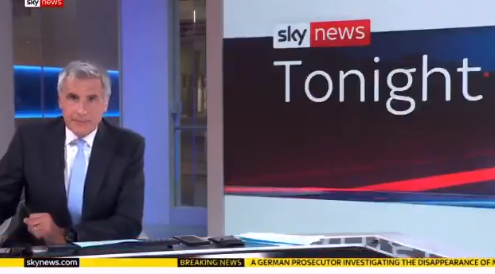 Dermot Murnaghan looked a bit uncomfortable after the mistake on Sky News (Credit: Twitter)