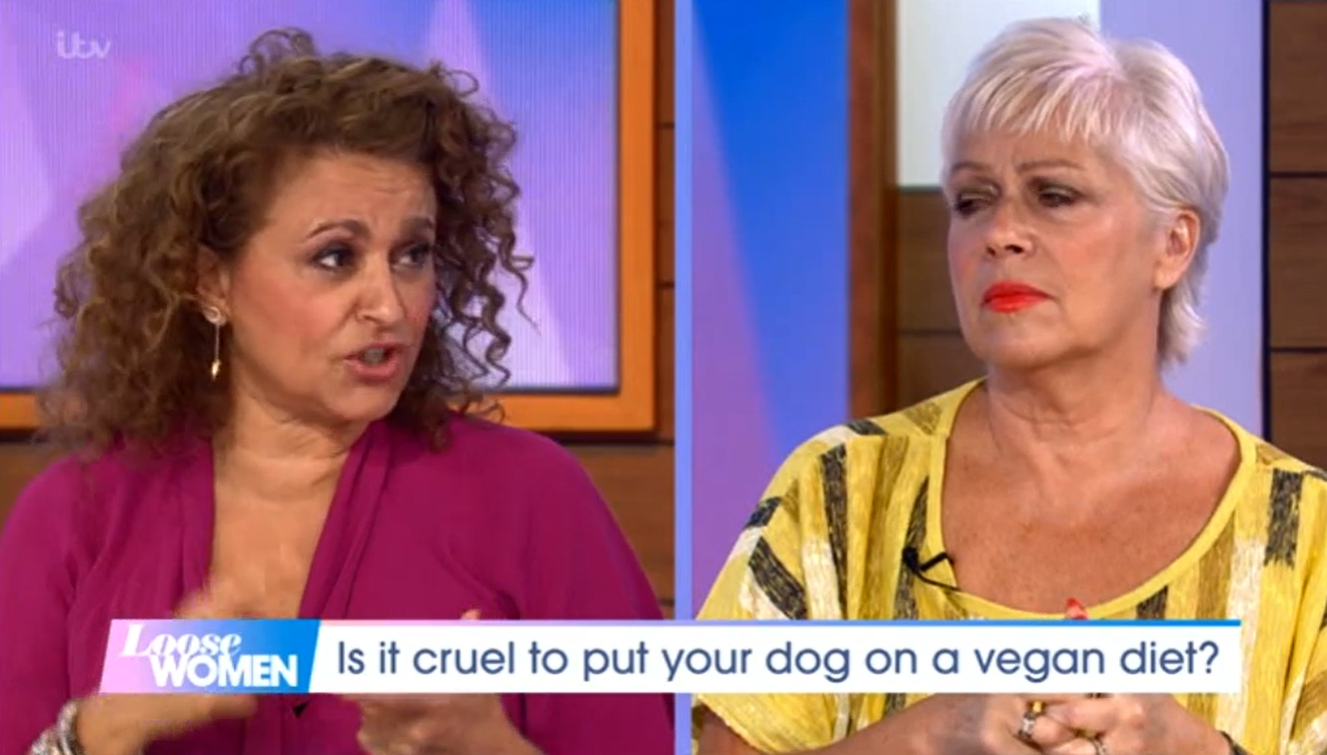 Loose Women Denise Nadia vegan dogs credit: ITV