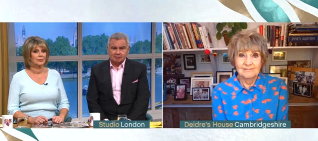 Deirdre's eyeshadow and blouse caused a stir on This Morning (Credit: ITV)