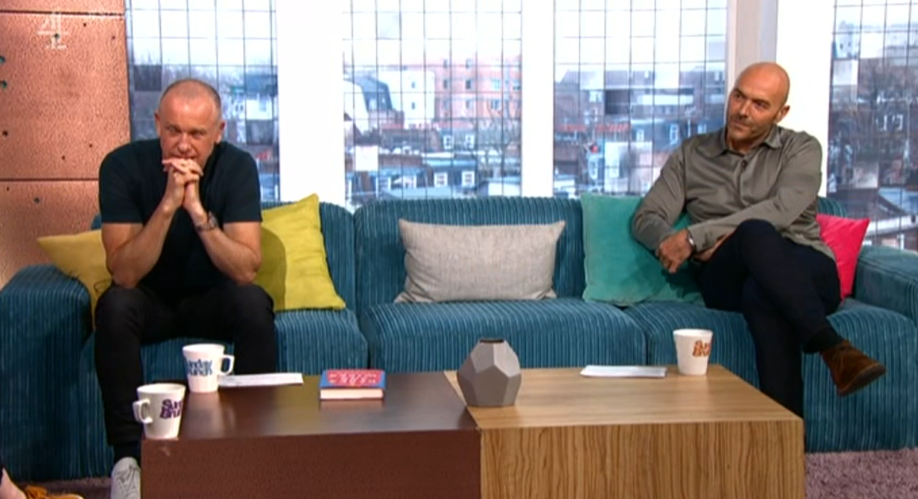 Sunday Brunch presented by Tim Lovejoy and Simon Rimmer.