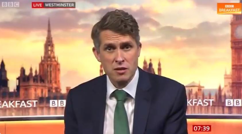 Gavin Williamson speaking to Dan Walker on BBC Breakfast 