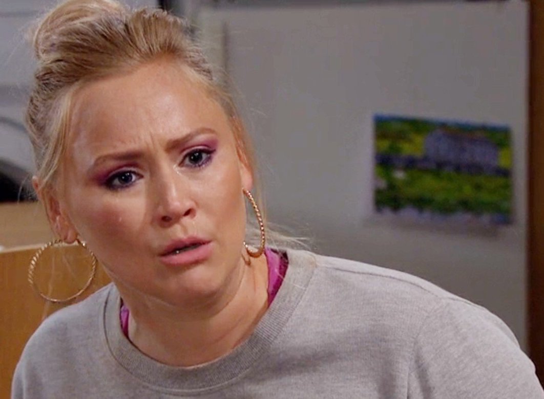 Tracy looks angry and upset in Emmerdale (Credit: ITV)