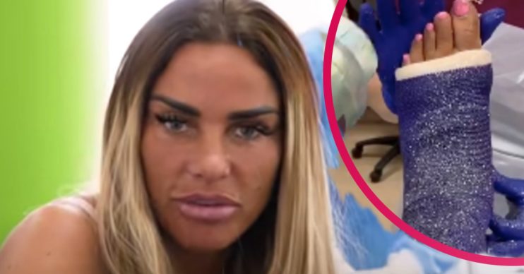 katie price feet broken glitter cast