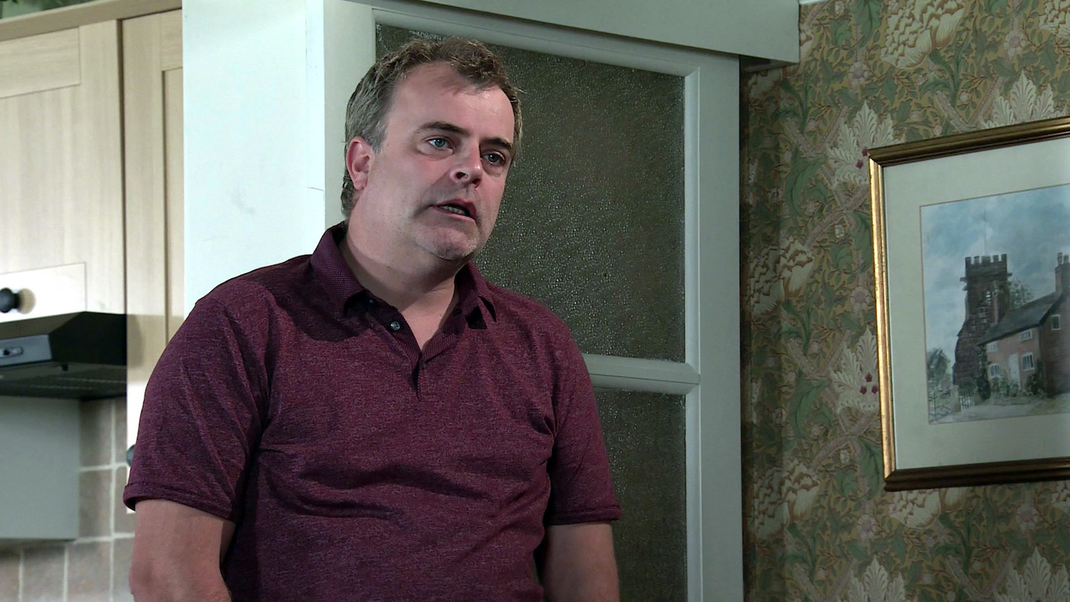 Steve McDonald pulling a strange face on Corrie