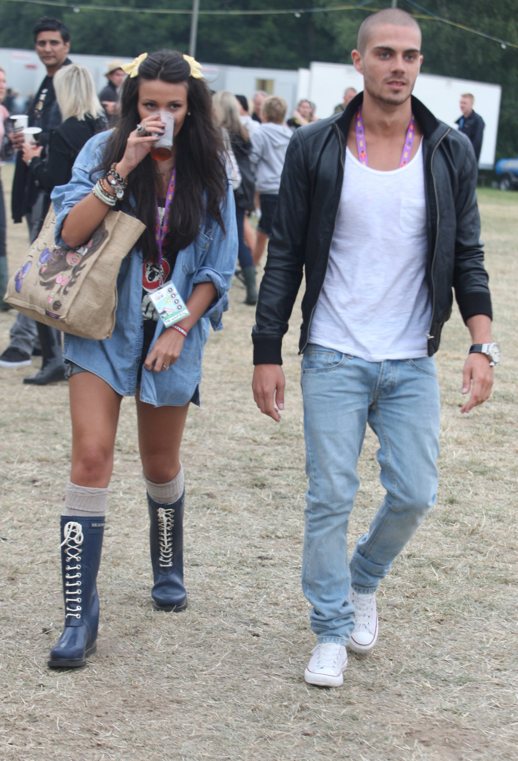 Max George at a festival with ex girlfriend Michelle Keegan