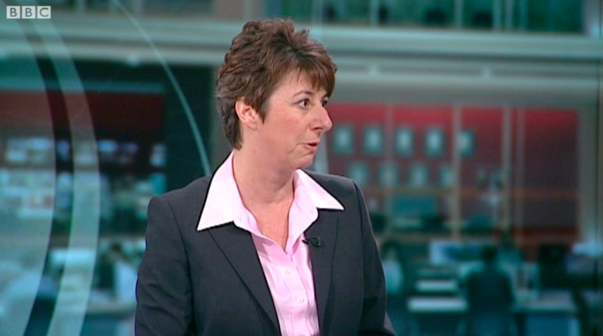 Caroline Goode appears on BBC News