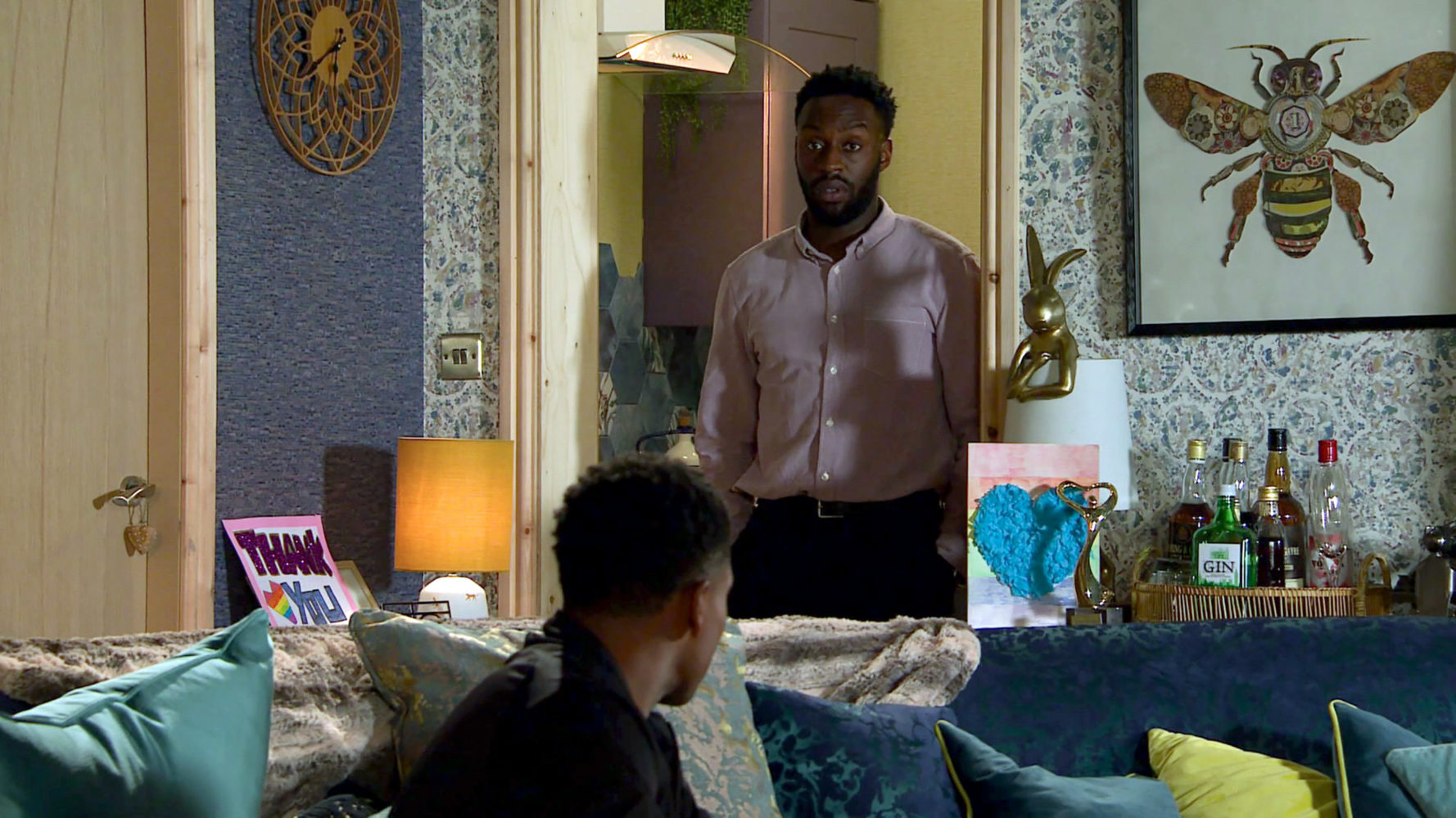 Michael tells James the news in Coronation Street