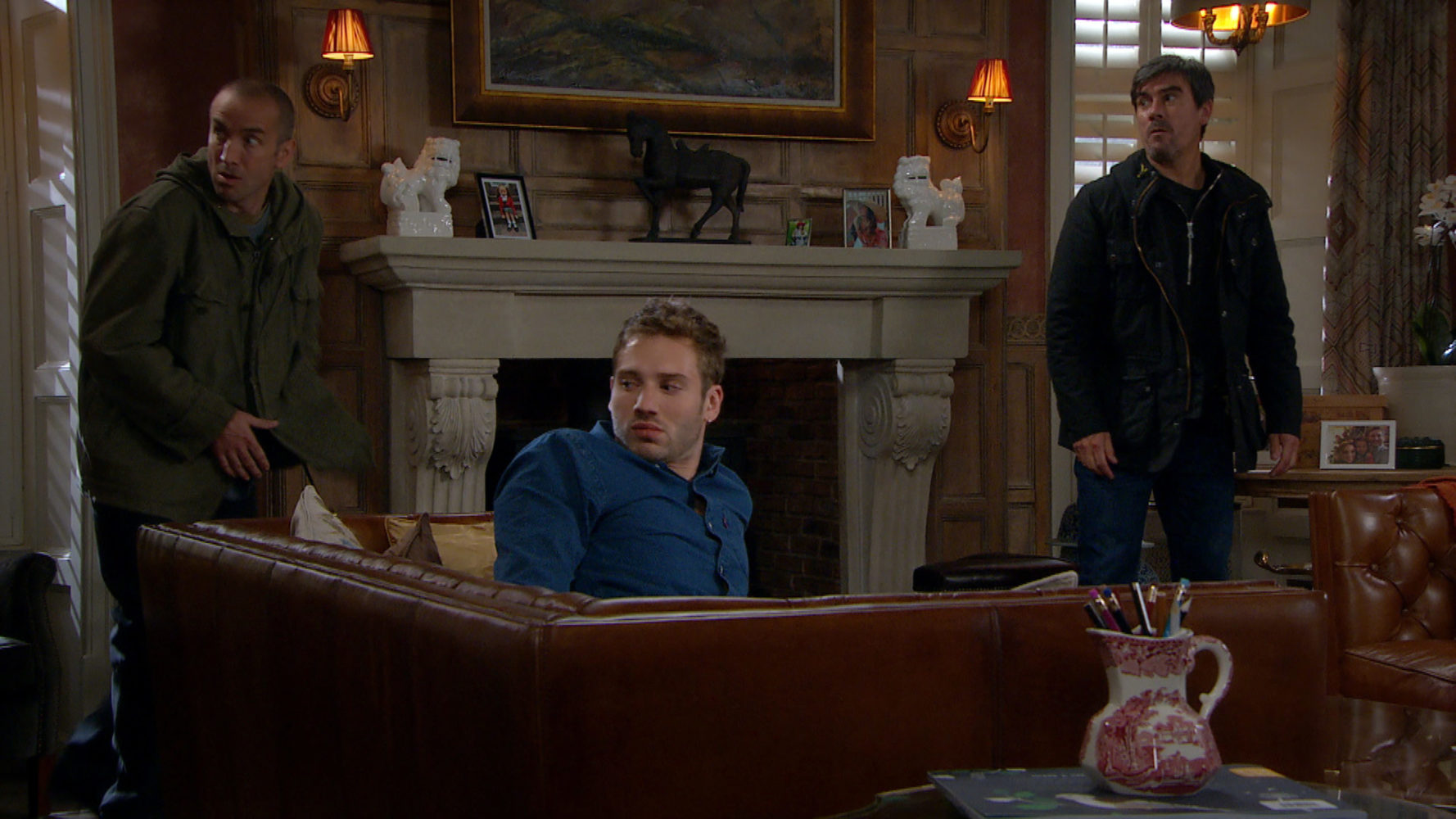 Jamie is confronted by Cain and Sam for a 'chat' in Emmerdale 