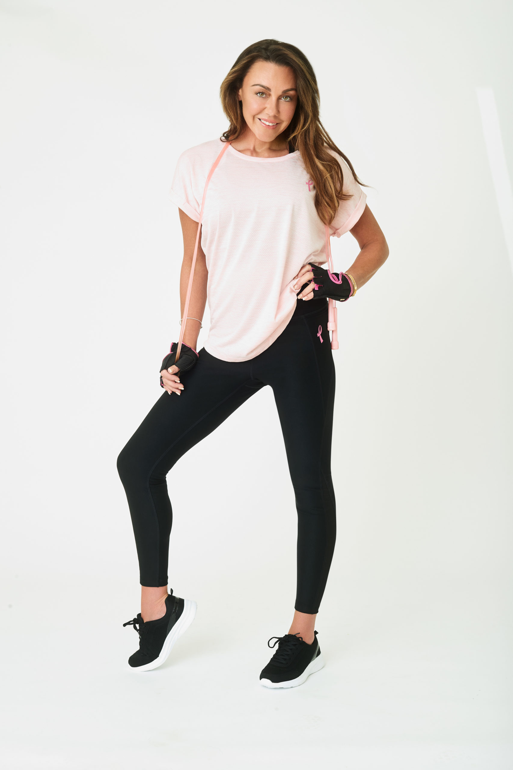 Michelle Heaton models Asda's new Tickled Pink activewear range