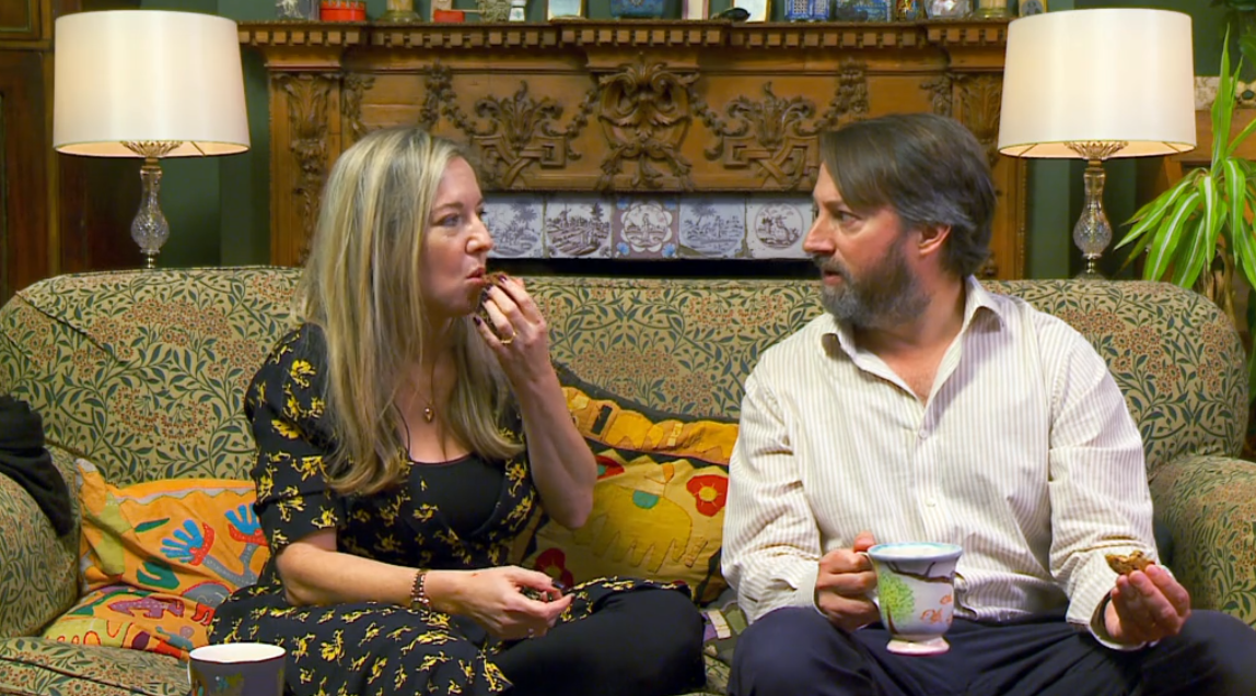 David Mitchell and wife Victoria on Gogglebox