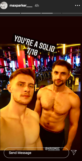 Max Parker and Kris Mochrie in the gym