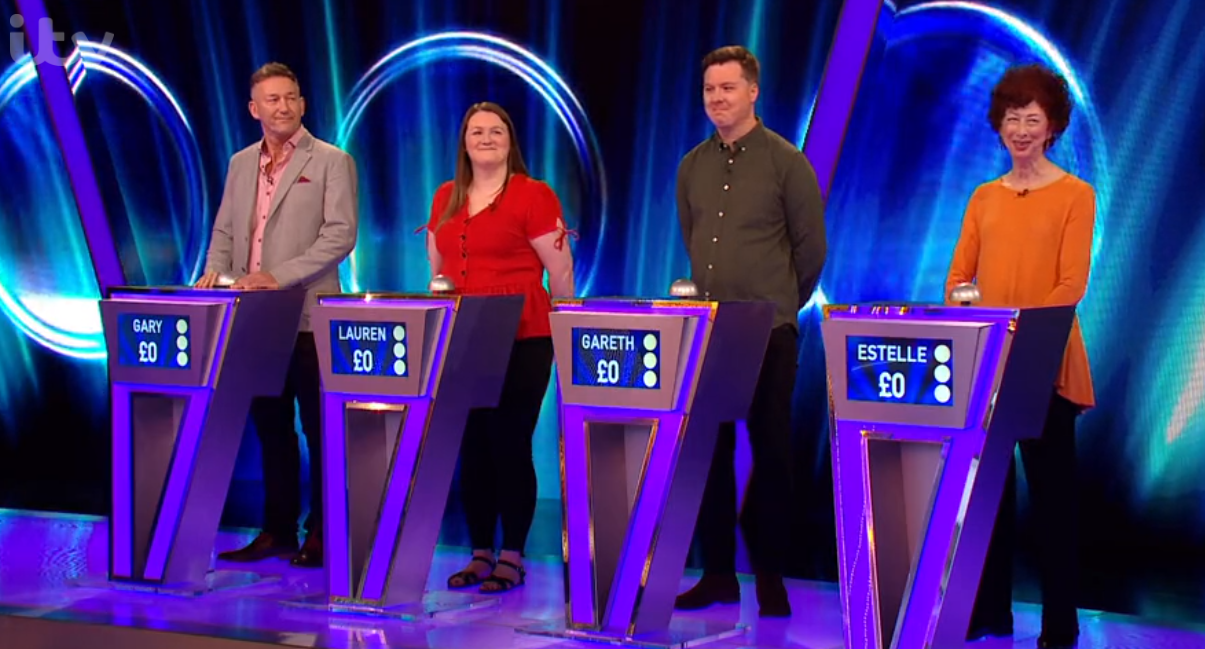 Gary, Lauren, Gareth and Estelle playing Tipping Point