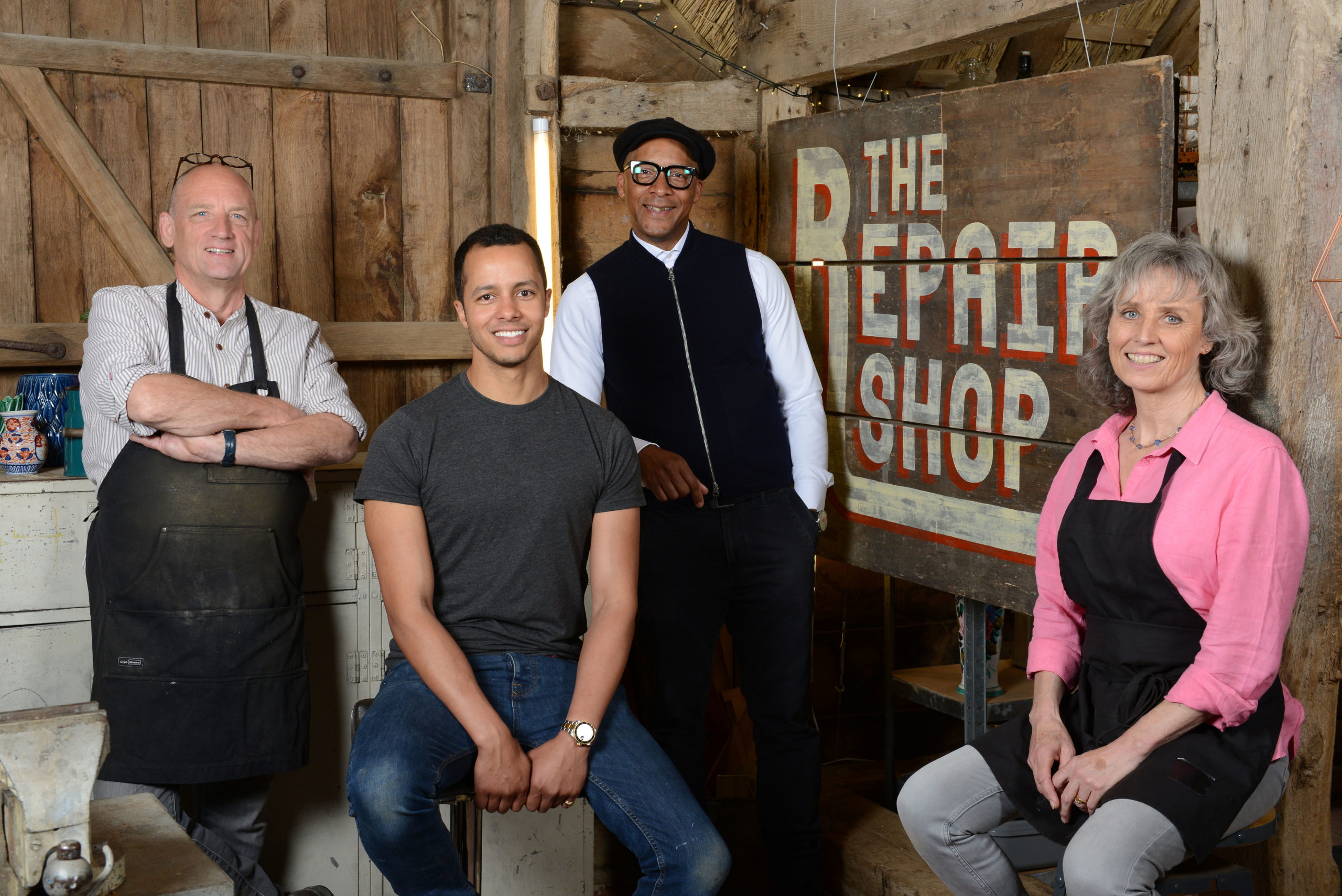 The Repair Shop series five with Steve Fletcher, Will Kirk, Jay Blades and Suzie Fletcher (Credit: BBC One)