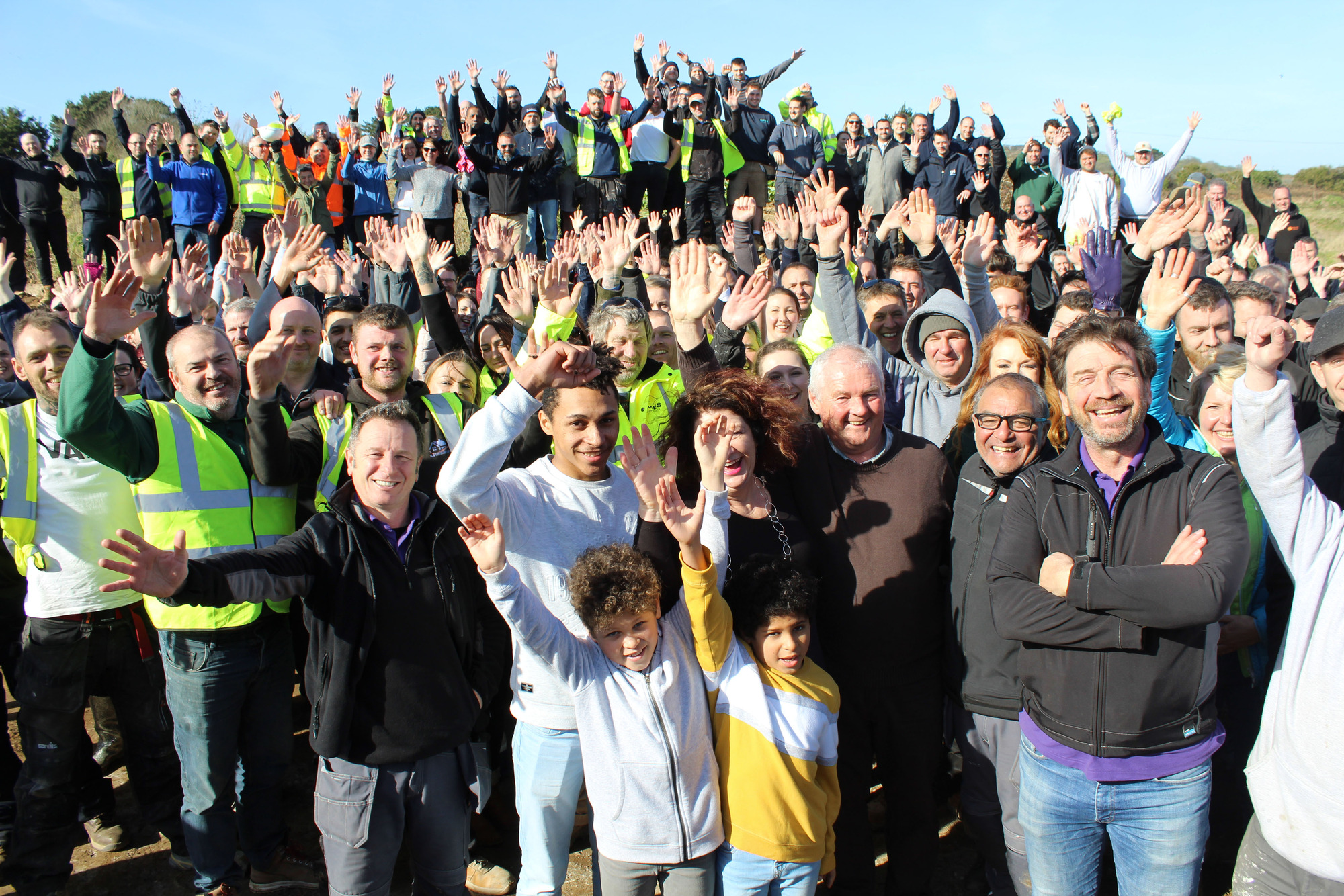 DIY SOS star Nick Knowles and the team with the family at Carbis Bay