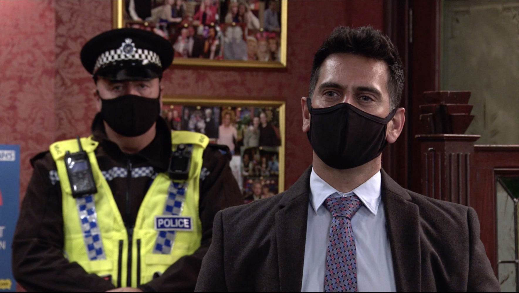 The police arrive and tell Johnny that they're arresting him on suspicion of burglary and GBH in Coronation Street spoilers Jenny