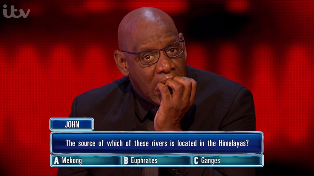 Shaun Wallace trying to think of an answer on The Chase