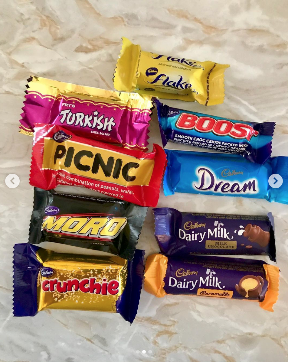 Sweets from the Cadbury Favrourites box