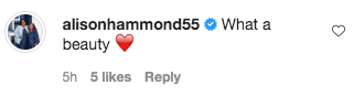 Alison Hammond's Instagram comment