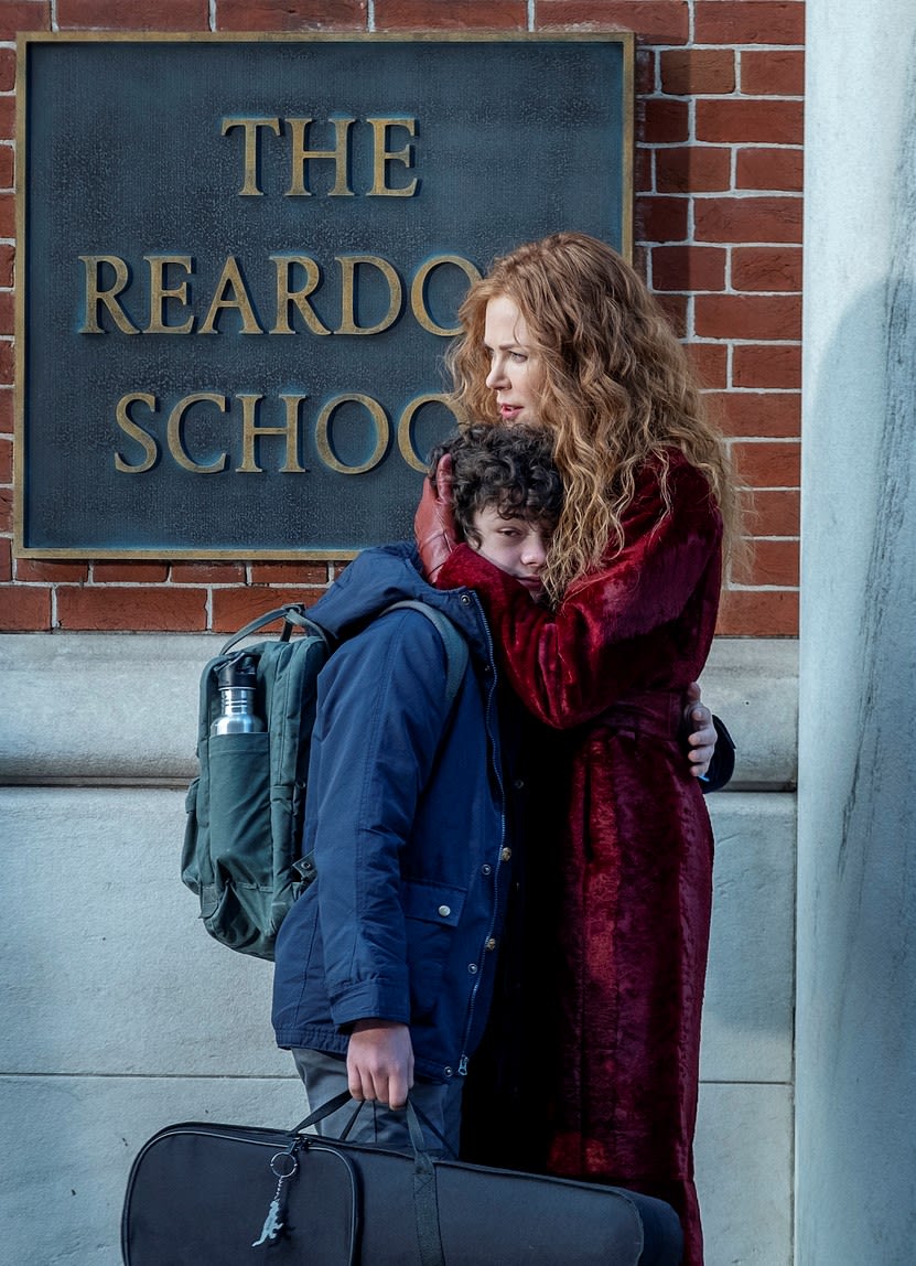 Grace hugs Henry outside of school in The Undoing