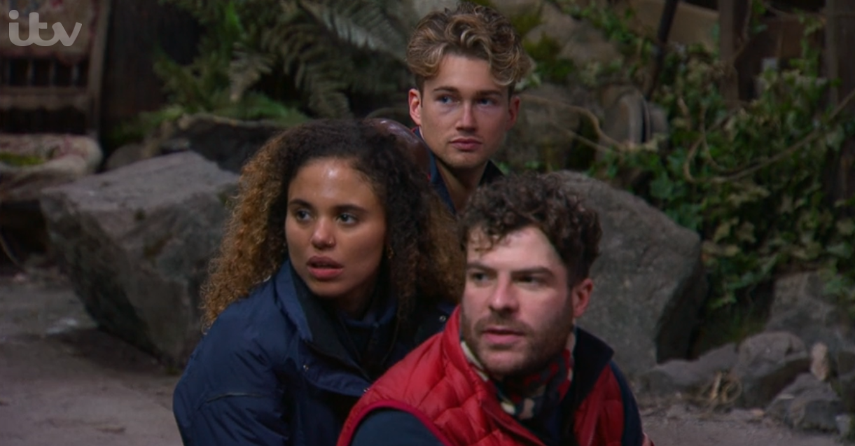 AJ Pritchard with Jessica Plummer and Jordan North on I'm A Celebrity