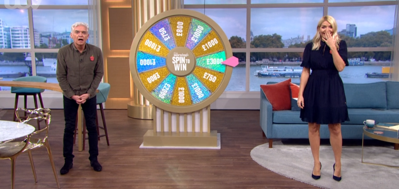 Phillip Schofield and Holly Willoughby during the Spin To Win segment on This Morning