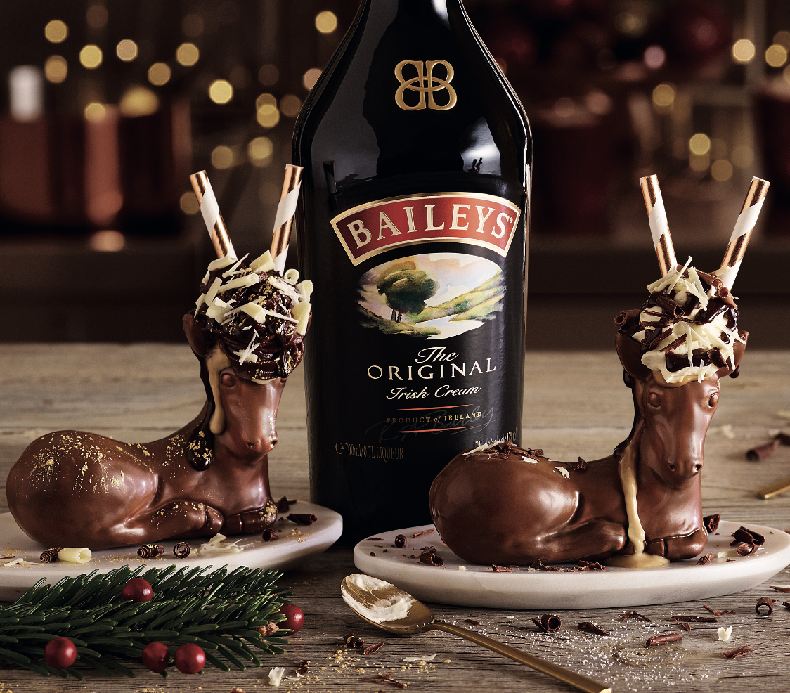 Chocolate reindeers filled with Baileys