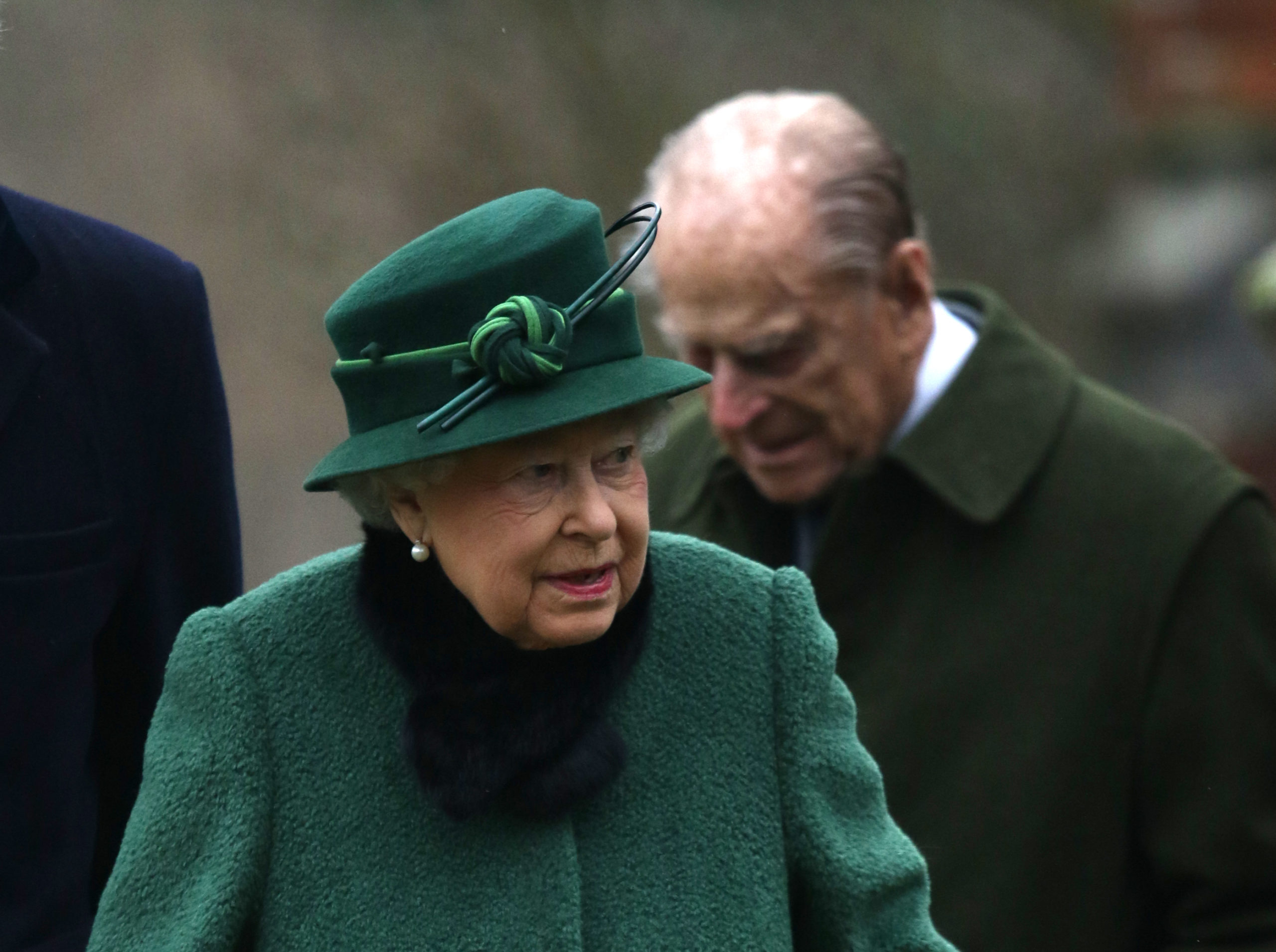 The Queen, who has reunited with the duke and duchess of cambridge, with Prince Philip