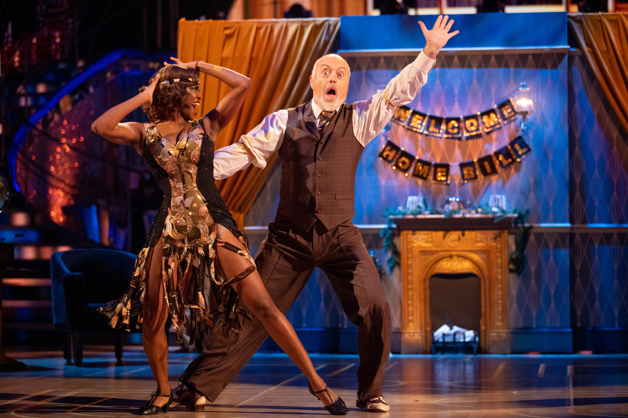 Bill Bailey and Oti Mabuse dance one of their joyous routines on the way to lifting the Strictly Come Dancing trophy in 2020