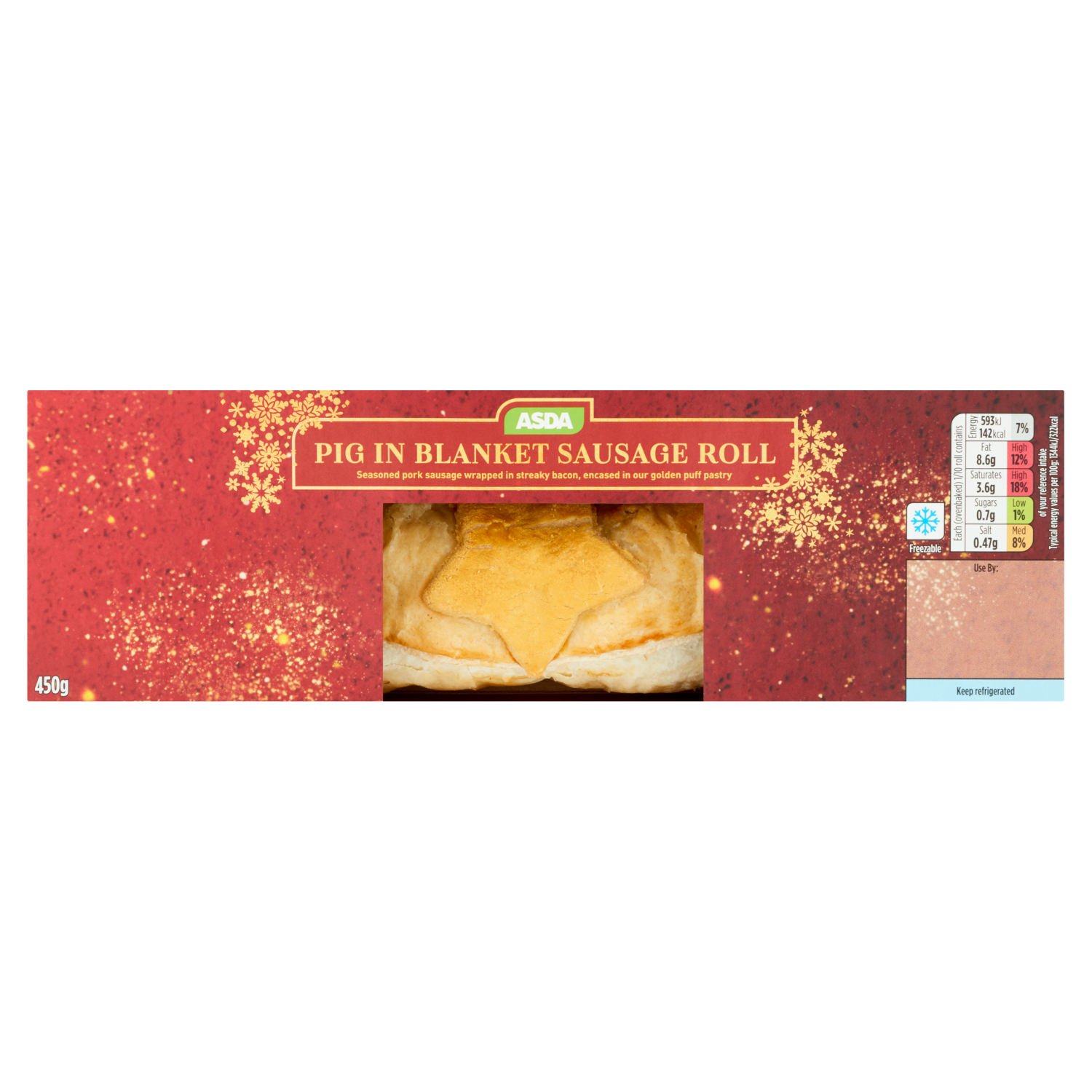 asda pig in blanket sausage roll in a box