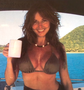 Carol Vorderman posing in a bikini