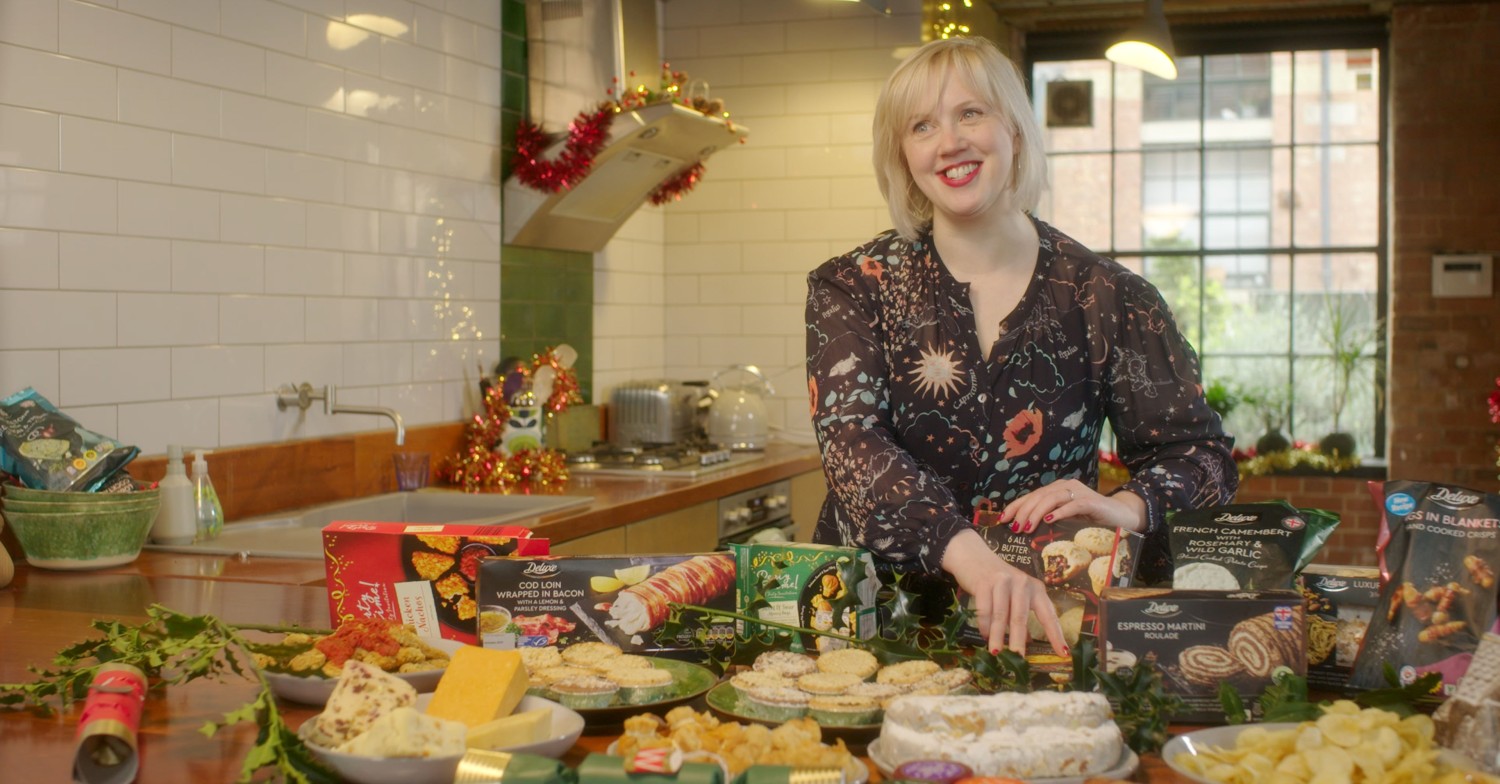 Angela Clutton with a spead of Lidl products