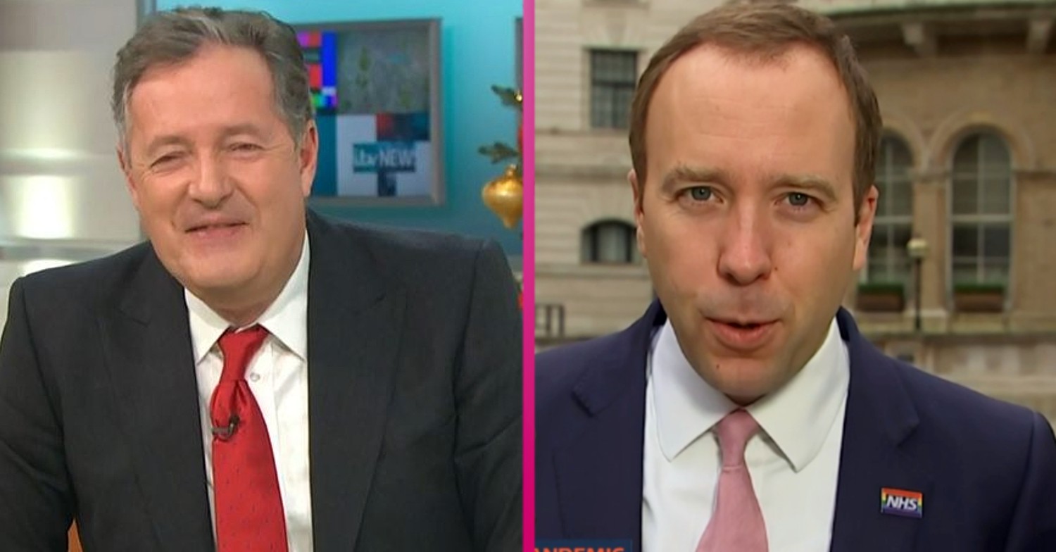 Piers Morgan and Matt Hancock on GMB