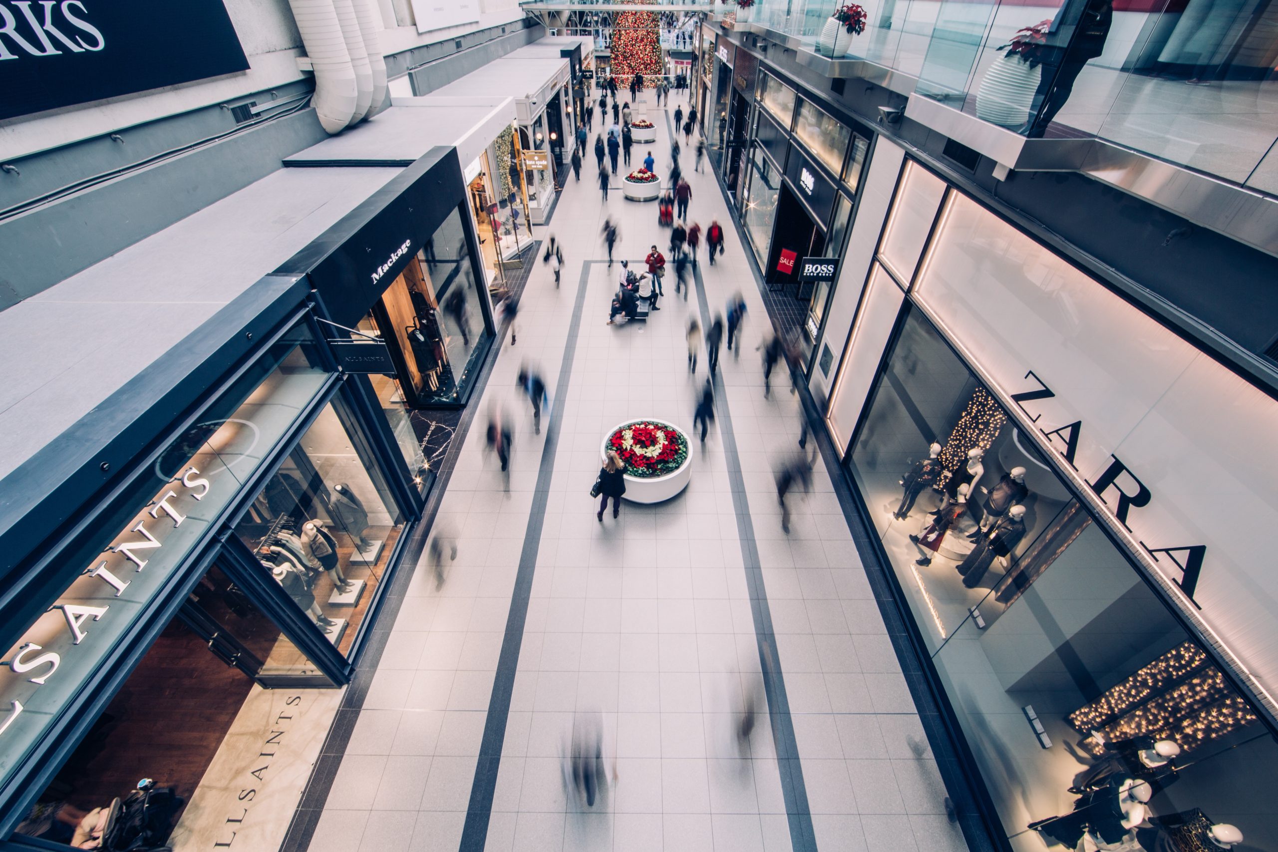 aerial view of a shopping mall