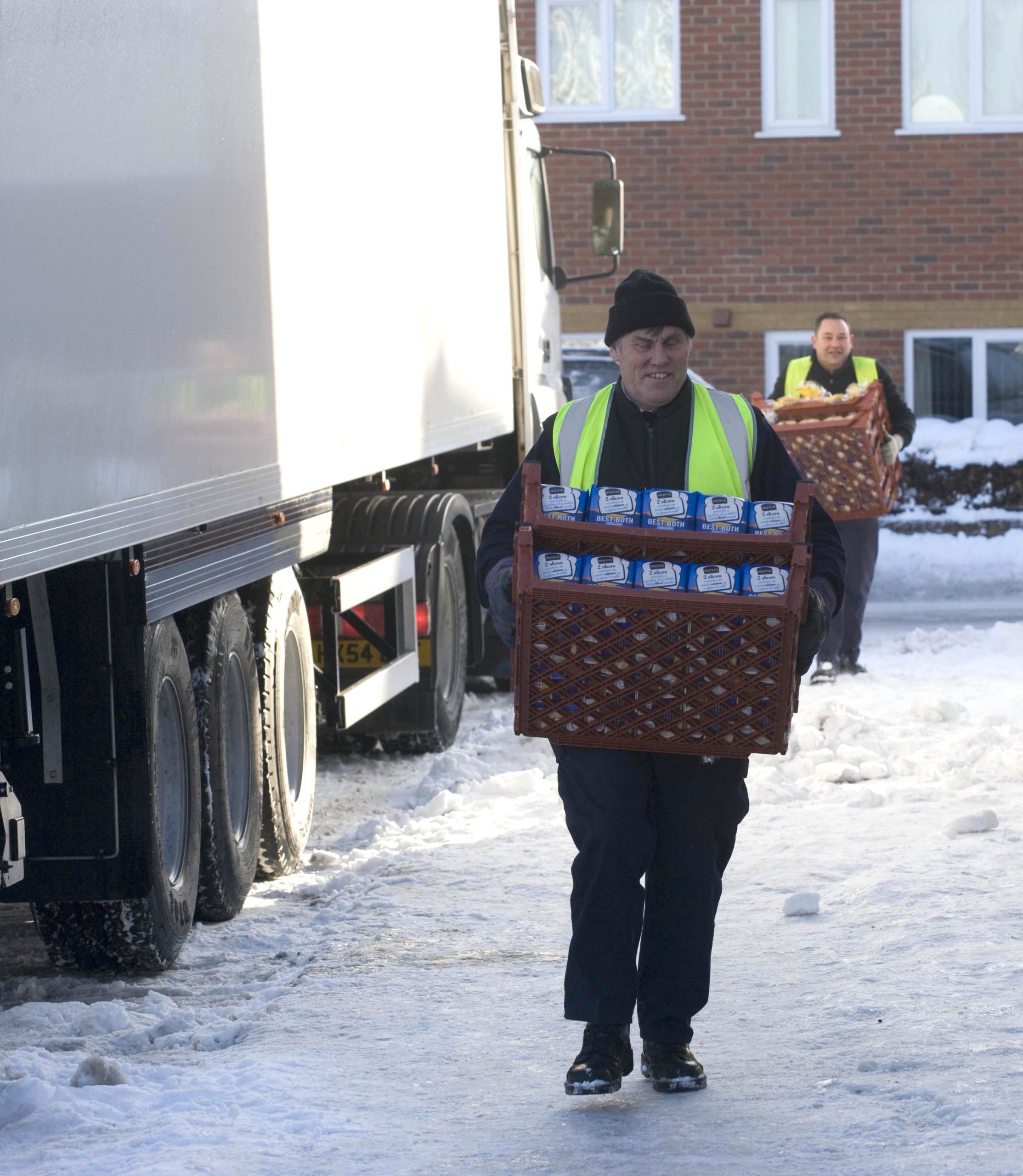 tesco delivery in the snow