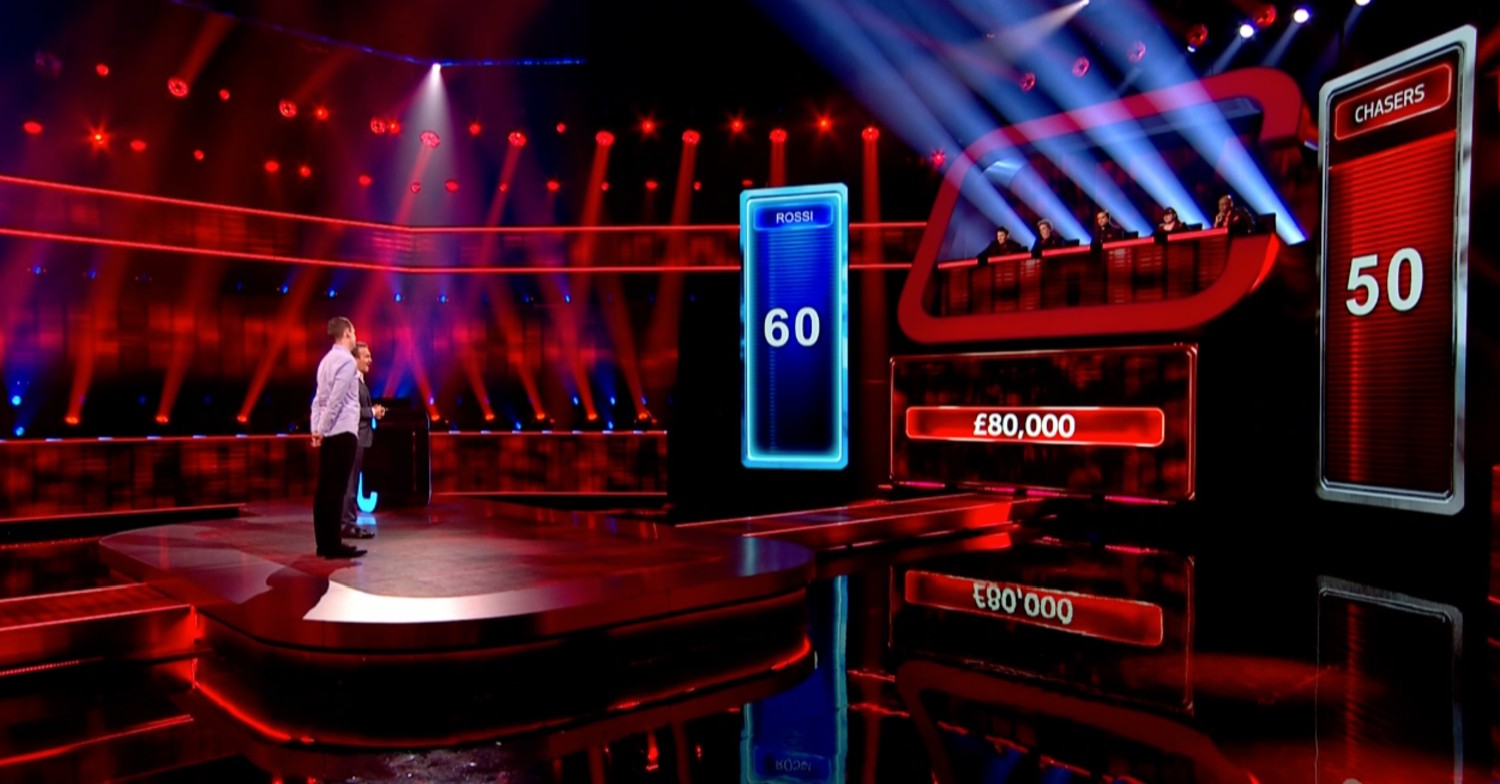 Beat The Chasers Bradley Walsh and contestant Rossi